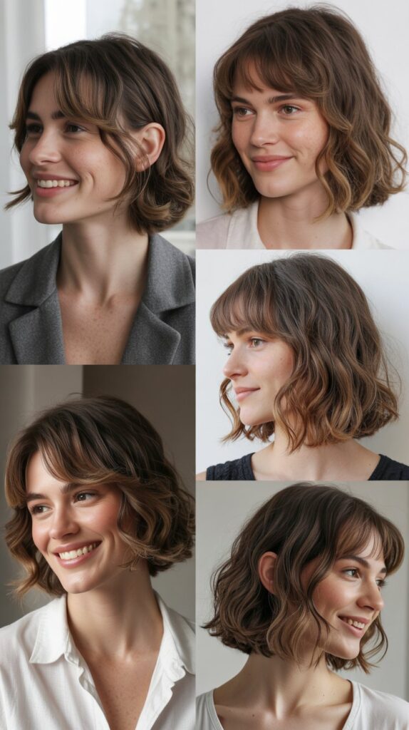 Wavy Long Bob with Grown-Out Bangs