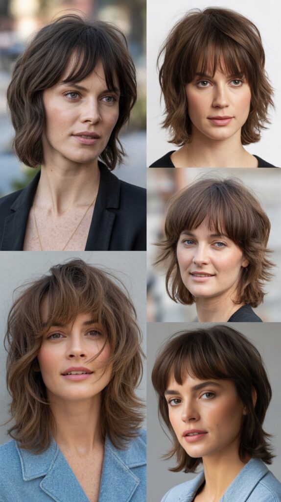 56 Medium-Length Hairstyles With Bangs for a Trendy Look 52 Piecey Shaggy Fringe