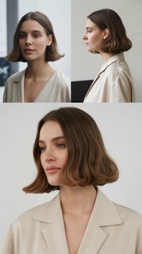 27 Everyday Medium-Length Hairstyles for Women That Are Low-Maintenance 27 One-Length Shoulder Cut with Slight Wave