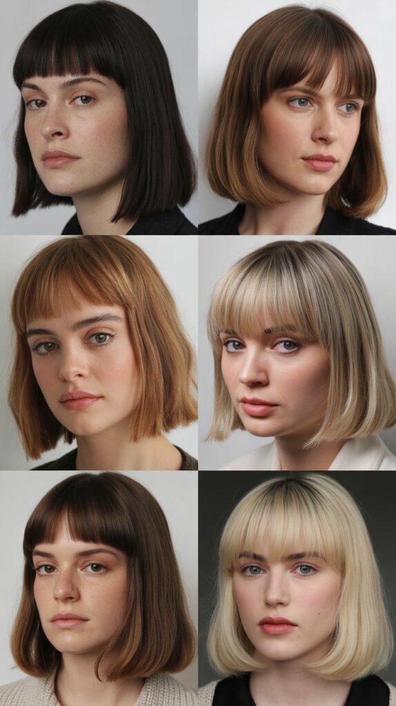 56 Medium-Length Hairstyles With Bangs for a Trendy Look 54 Eyebrow-Length Straight Bangs