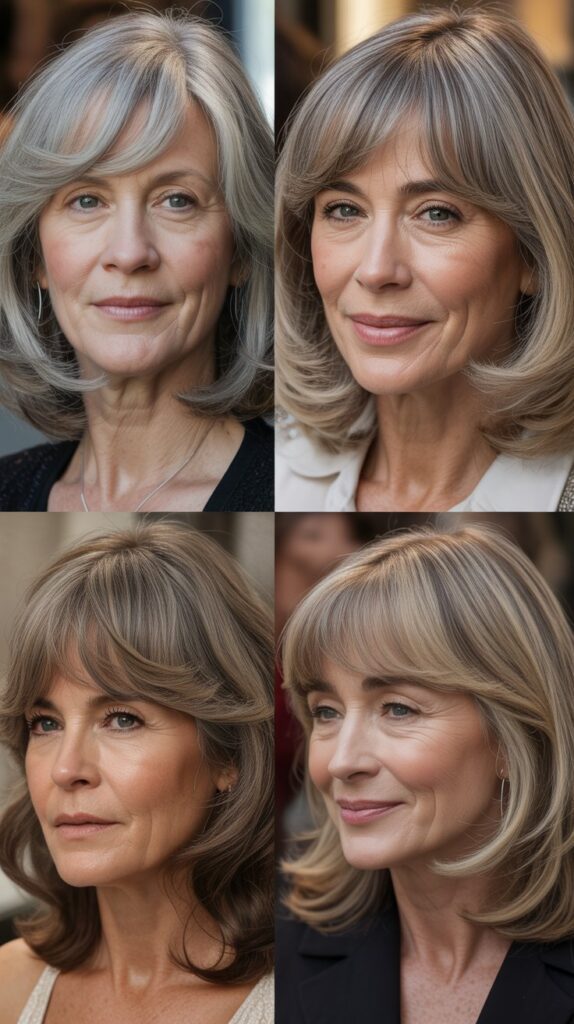 37 Wispy Bangs for Women Over 50 That Instantly Soften the Face 2 Curtain Bangs for Mature Faces