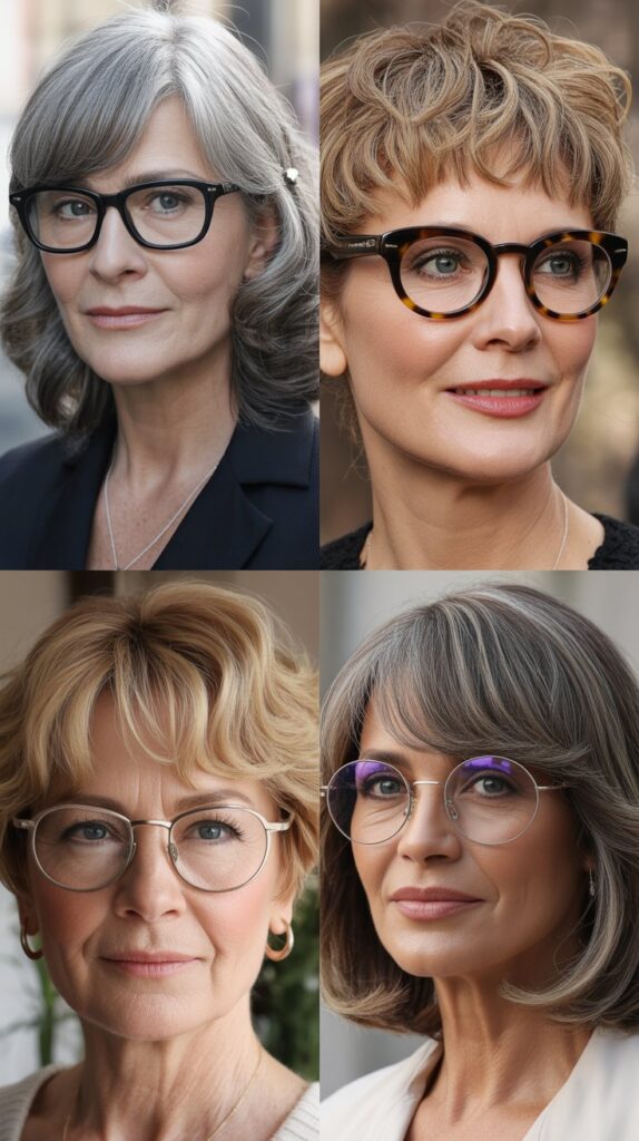 37 Best Bangs for Women Over 50 Who Wear Eyeglasses 30 Textured Curtain Bangs
