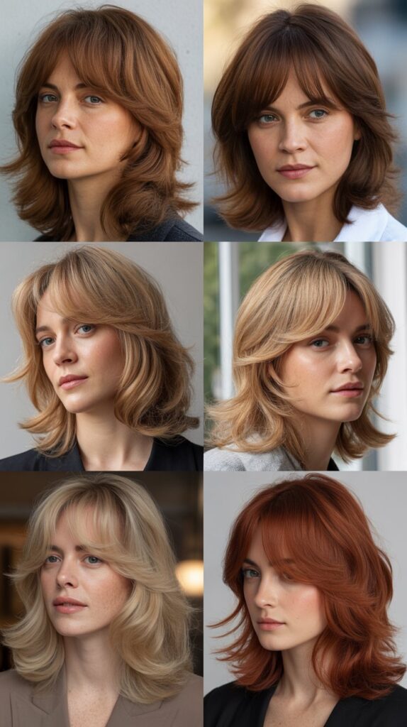 56 Medium-Length Hairstyles With Bangs for a Trendy Look 38 Feathered Side Bangs