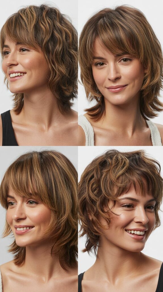 Long Shaggy Bangs with Choppy Layers