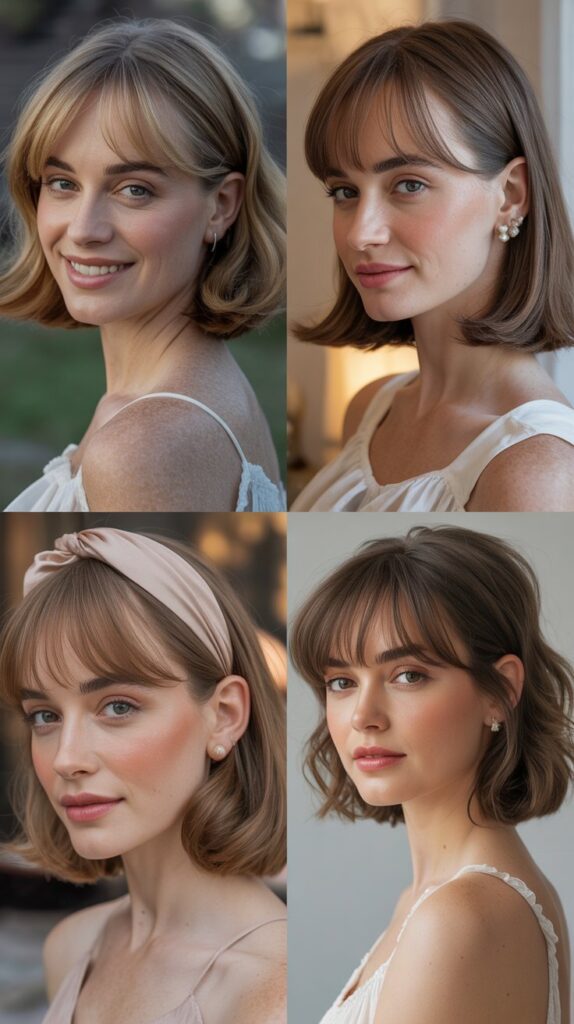 Feminine Bob With Long Romantic Bangs