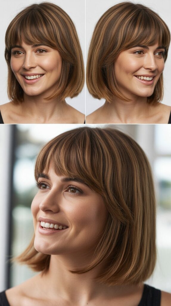 Shoulder-Length Cut with Arched Bangs