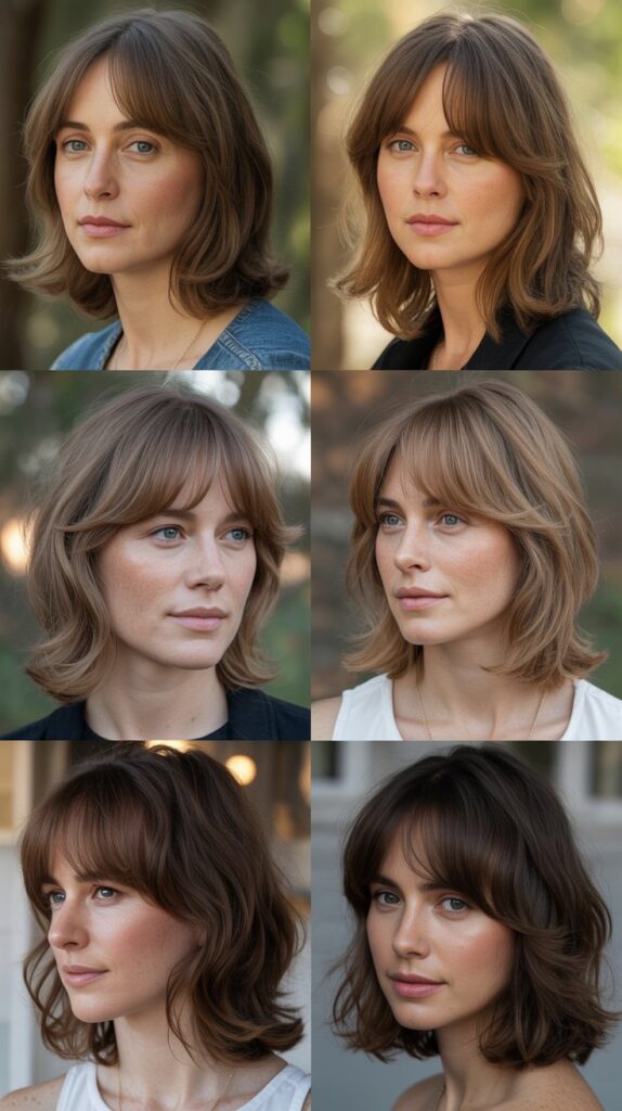 56 Medium-Length Hairstyles With Bangs for a Trendy Look 33 Soft Layered Bangs