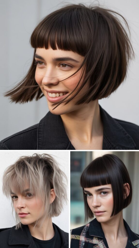  Edgy Bob With Long Razored Bangs