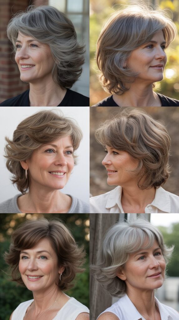 53 Most Flattering Hairstyles for Women Over 50 Right Now 10 Feathered Layers