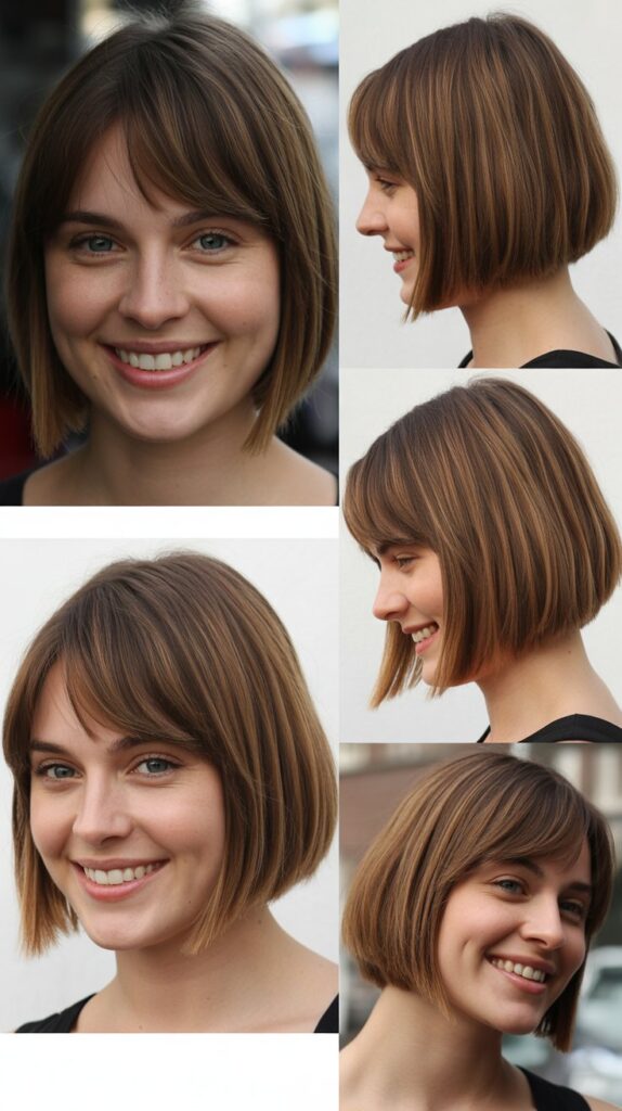 34 Gorgeous Medium-Length Hair With Bangs Ideas for a Modern Update 16 Blunt Lob with See-Through Bangs