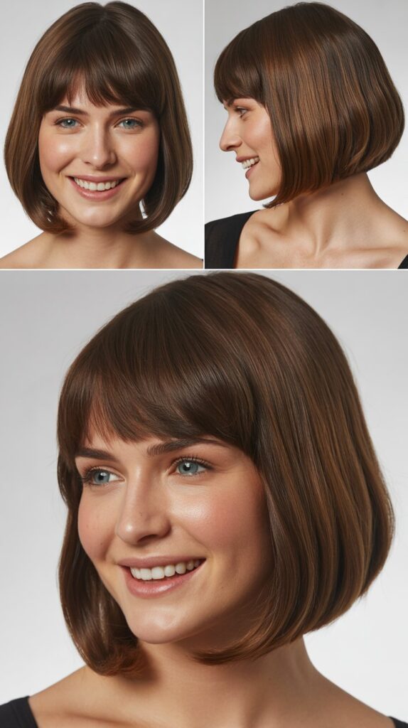 Rounded Bangs with Curved Bob