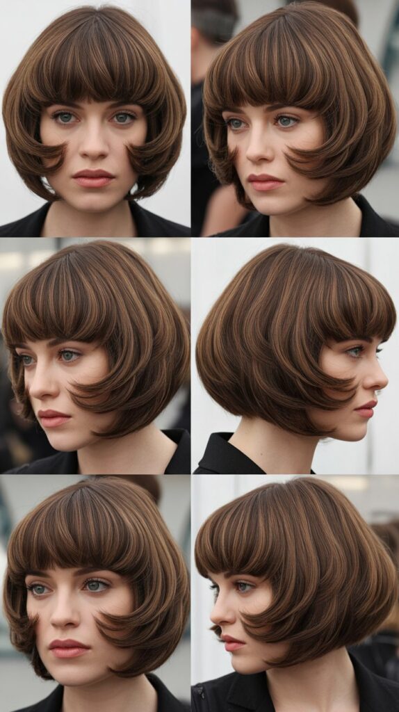 34 Gorgeous Medium-Length Hair With Bangs Ideas for a Modern Update 20 Layered Bob with Arched Bangs