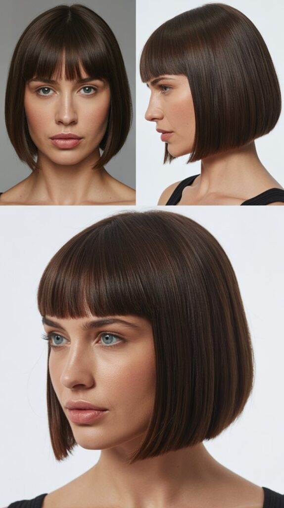 Blunt Medium Bob with Straight Across Bangs
