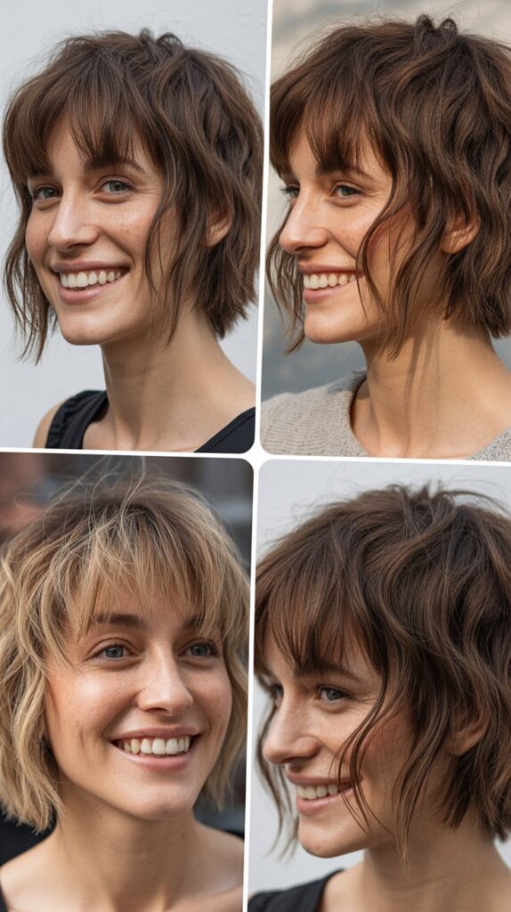 Messy Bob With Long Choppy Bangs