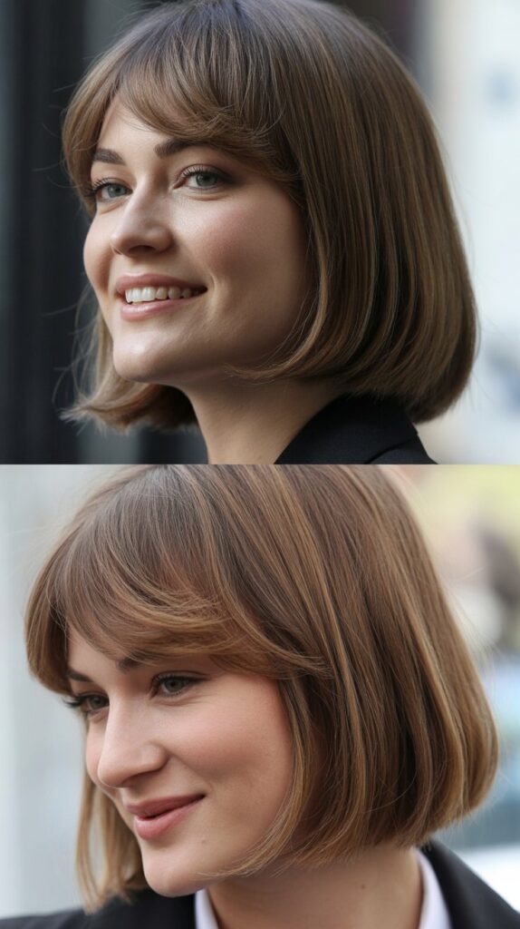 Sleek Long Bob with Thin Wispy Bangs