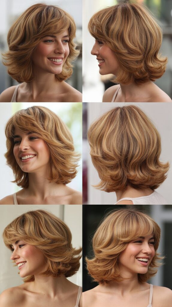 Voluminous Layered Bob with Wispy Bangs