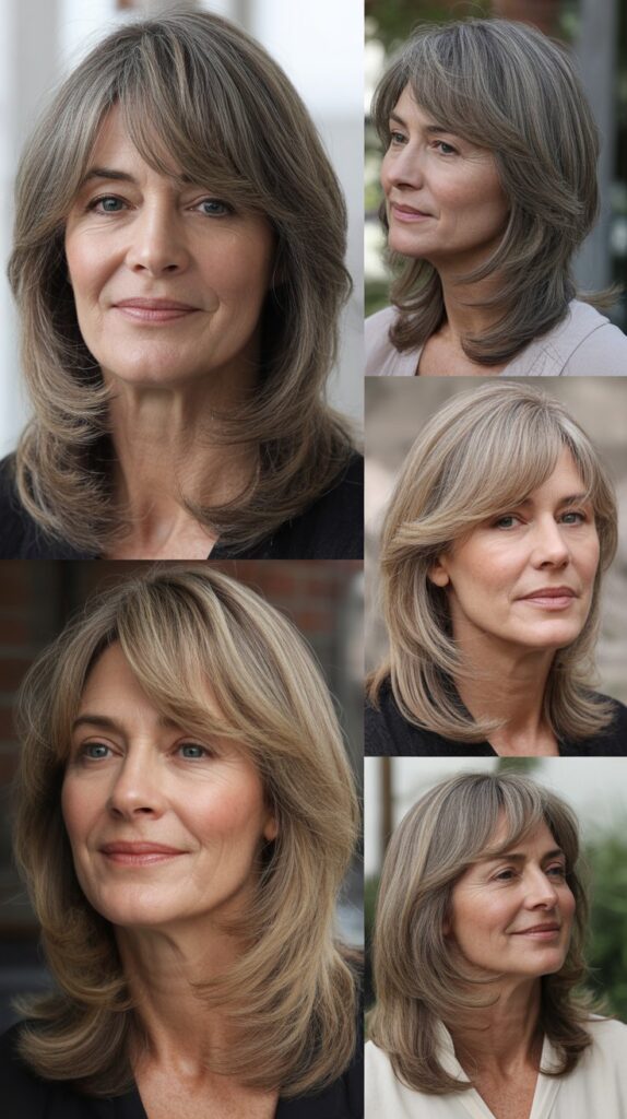 53 Most Flattering Hairstyles for Women Over 50 Right Now 22 Long Layered with Curtain Bangs