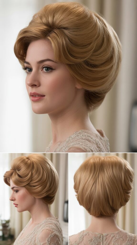 33 Elegant Formal Medium-Length Hairstyles Perfect for Special Occasions 15 Voluminous Bouffant Updo