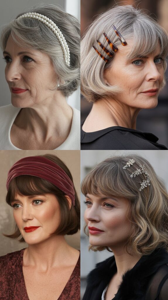 37 Wispy Bangs for Women Over 50 That Instantly Soften the Face 36 Wispy Bangs with Hair Accessories