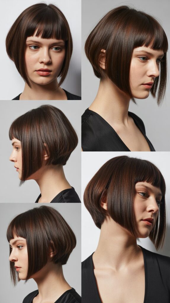 34 Gorgeous Medium-Length Hair With Bangs Ideas for a Modern Update 8 Asymmetrical Bob with Angled Bangs