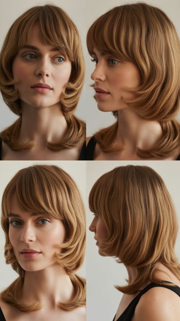 Medium Layers with Rounded Bangs