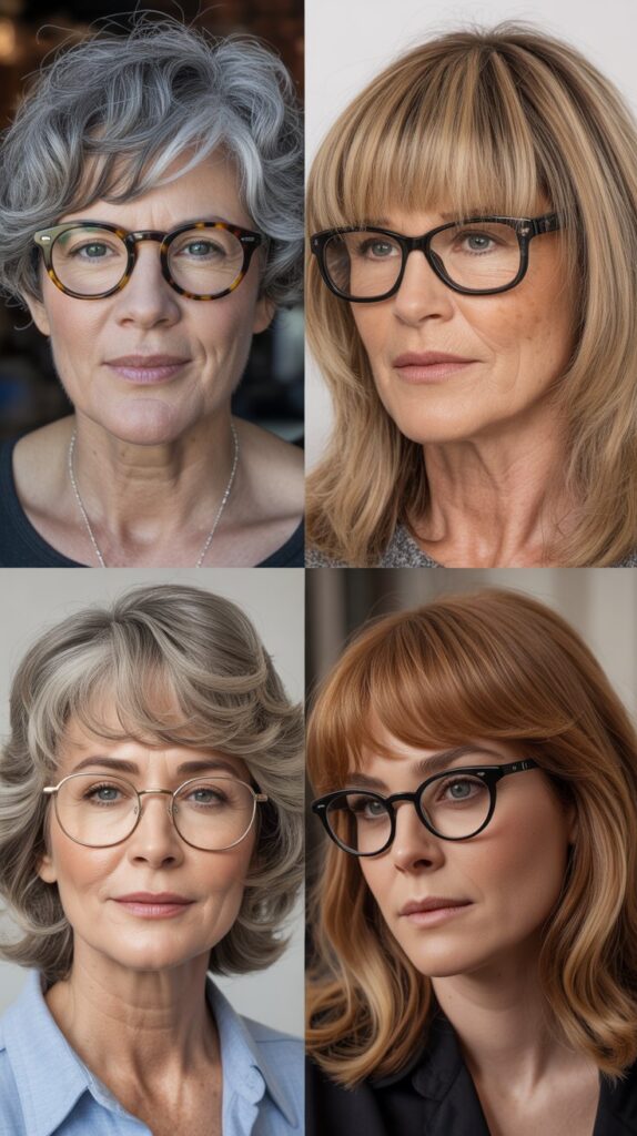 37 Best Bangs for Women Over 50 Who Wear Eyeglasses 8 Piecey Bangs