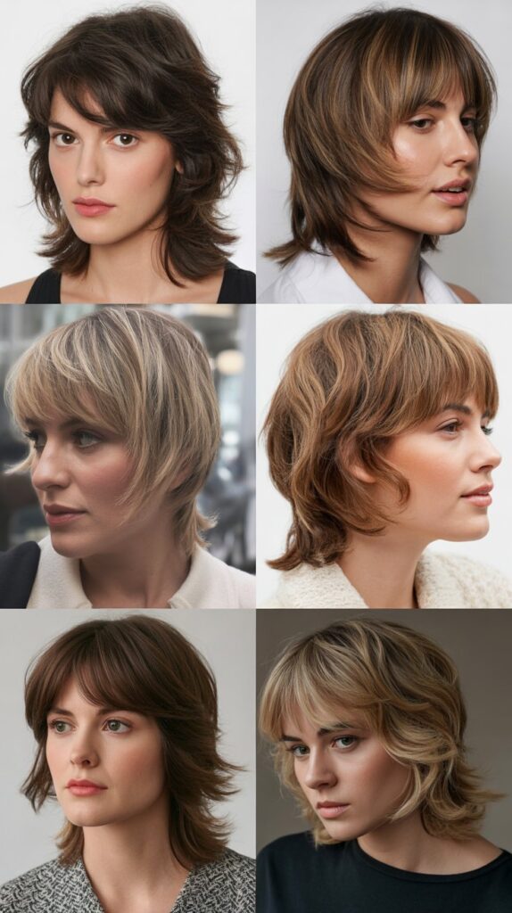 56 Medium-Length Hairstyles With Bangs for a Trendy Look 19 Layered Bangs with Dimensional Cutting