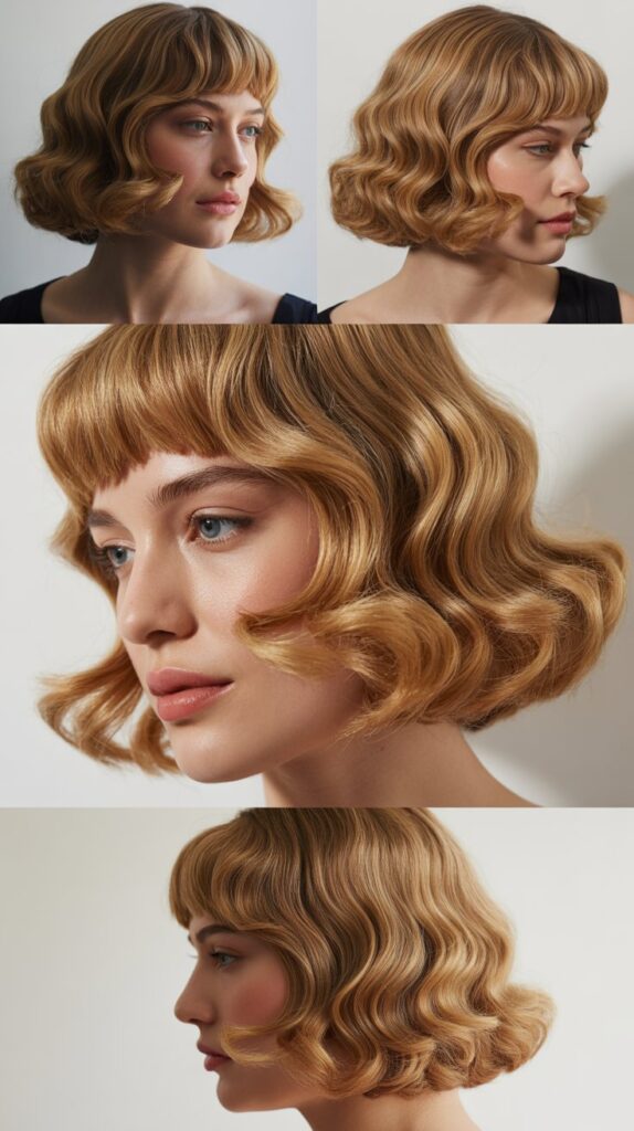 34 Gorgeous Medium-Length Hair With Bangs Ideas for a Modern Update 26 Wavy Bob with Side-Parted Bangs