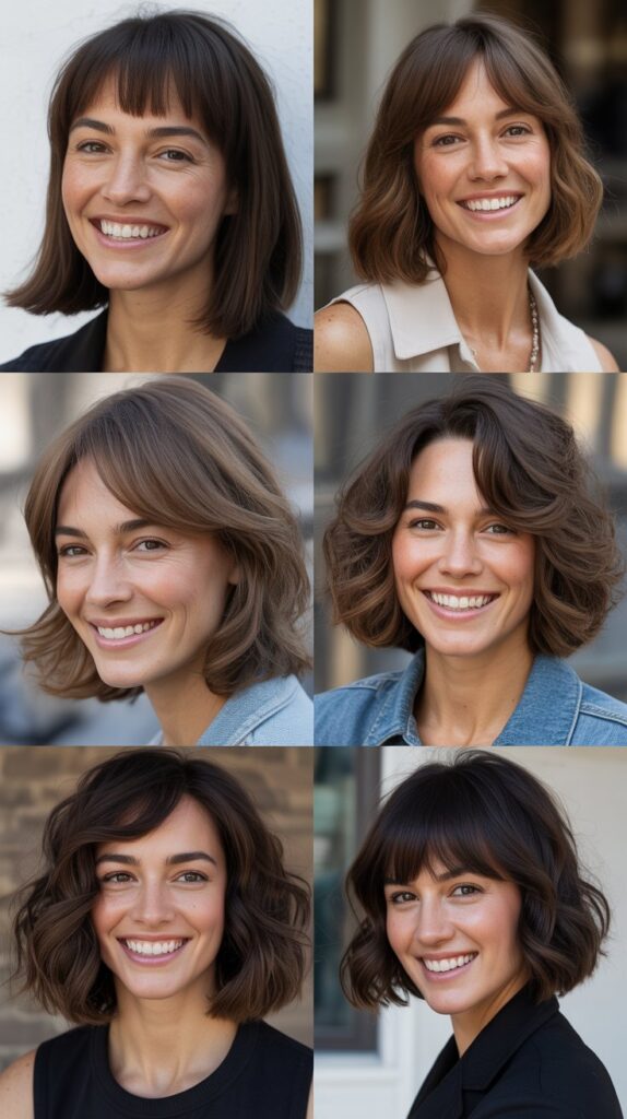 Layered Lob with Eyebrow-Length Fringe