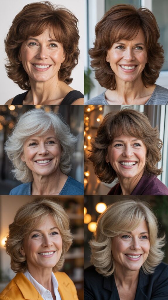 Rounded Bangs with Medium Bouncy Layers