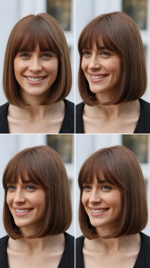 Long Bob with Center Part and Curtain Bangs