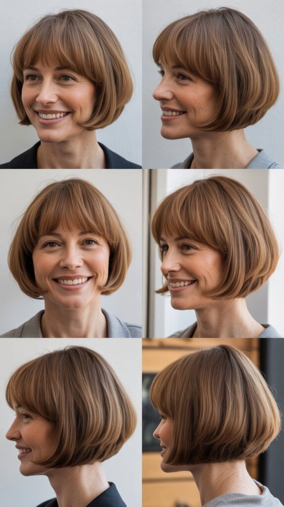 Rounded Bob With Long Tapered Bangs