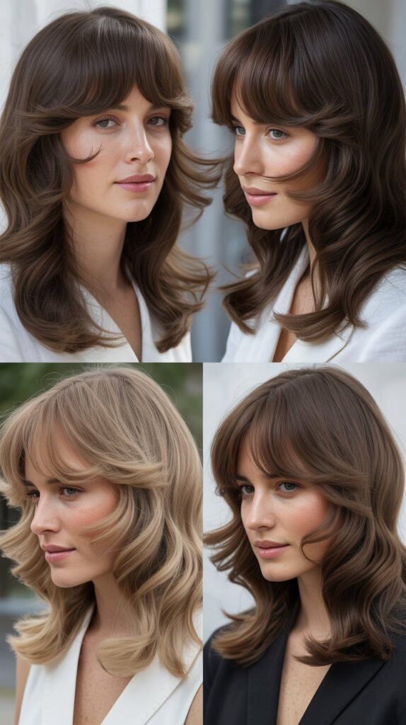 Long Feathered Bangs with Flowing Waves