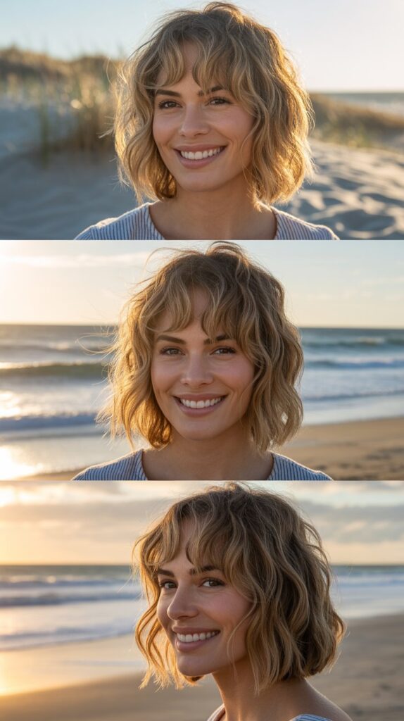 Beachy Waves with Curtain Fringe