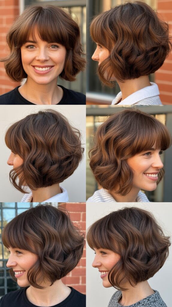Wavy Stacked Bob With Long Front Bangs