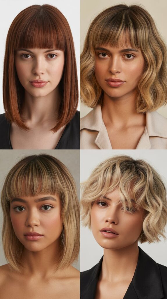 Rounded Micro Bangs with Blunt Lob