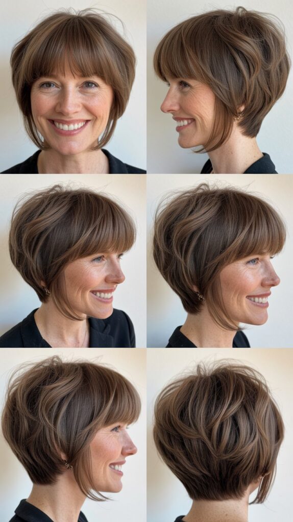 Stacked Bob With Long Whispy Bangs
