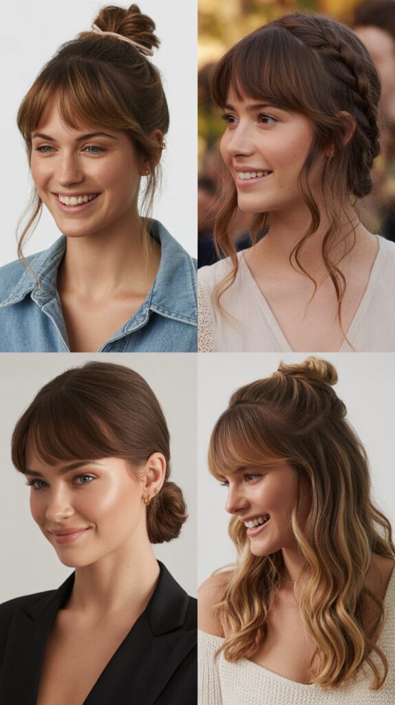 Half-Up, Half-Down with Curtain Bangs