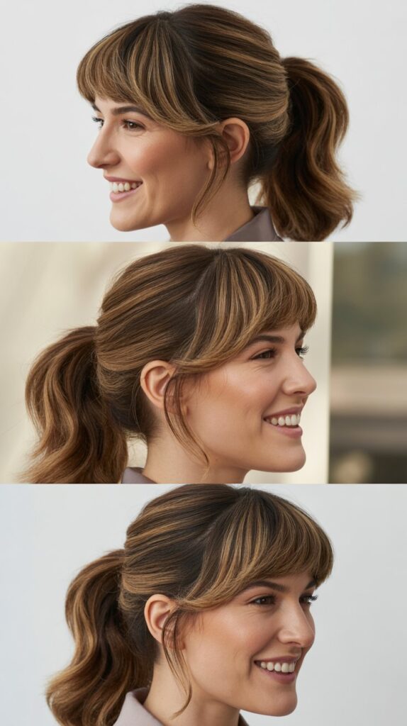 Curtain Bangs with Ponytail