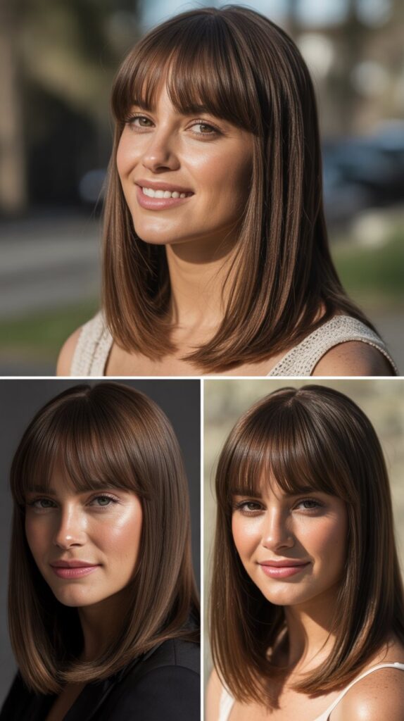 Long Bangs with Sleek Straight Hair
