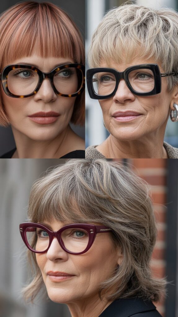 37 Best Bangs for Women Over 50 Who Wear Eyeglasses 22 Textured Blunt Bangs