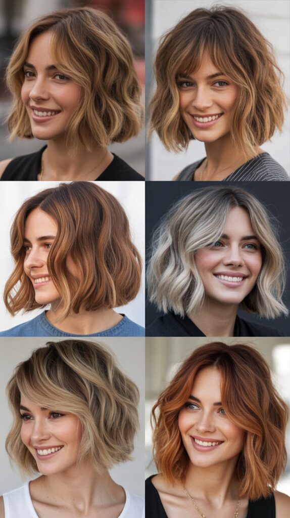 Effortless Beach Waves With Long Bangs And Highlights