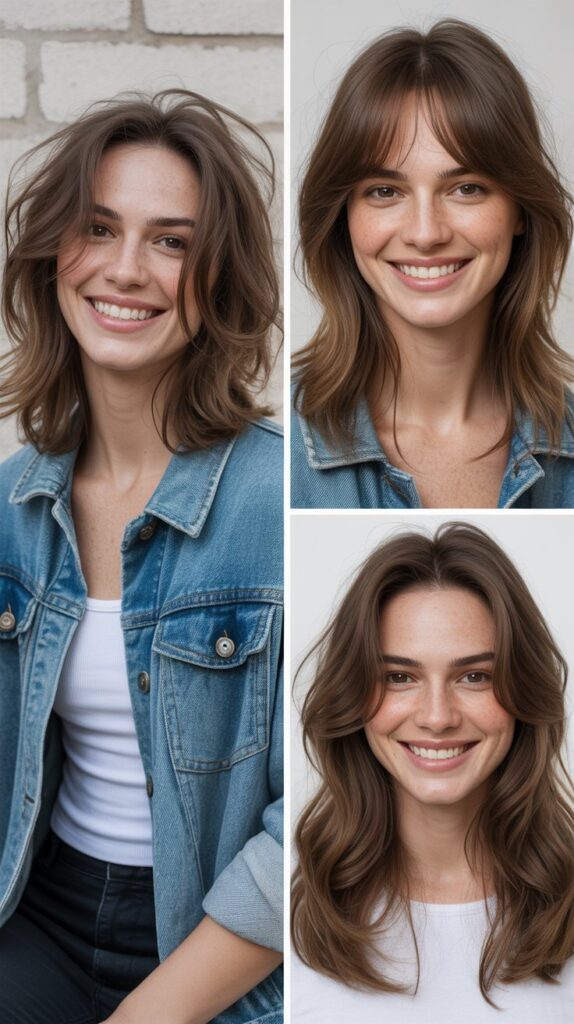 36 Medium-Length Hairstyles with Bangs for Thin Hair That Add Volume 20 Messy Midi with Curtain Bangs