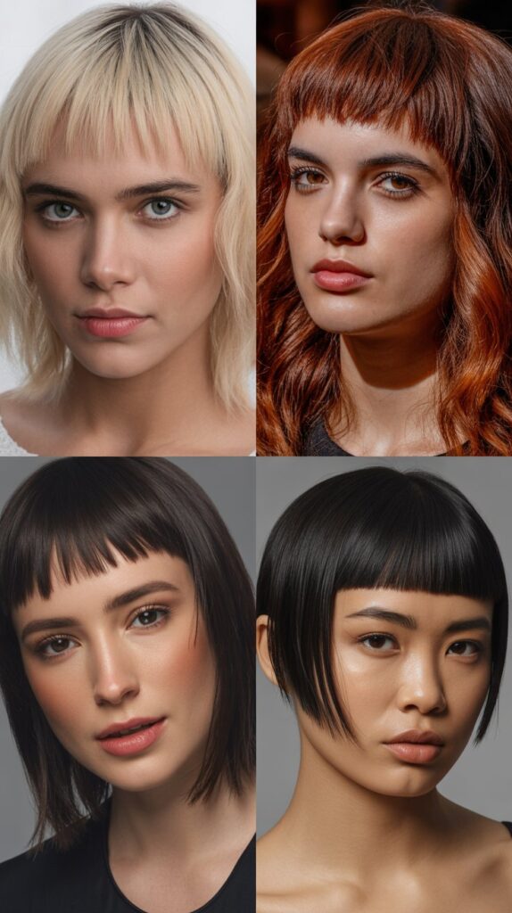 56 Medium-Length Hairstyles With Bangs for a Trendy Look 31 Micro Fringe with Edge