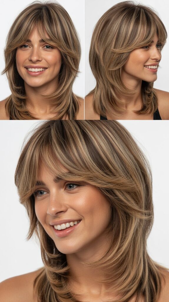 Long Layers with Blended Bangs