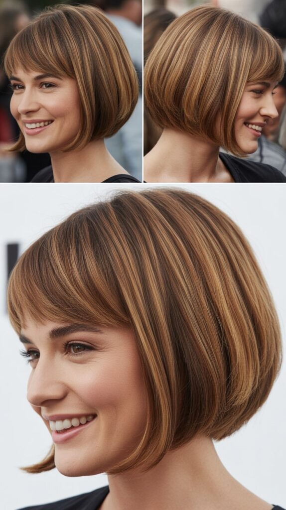 Eye-Length Bangs with Graduated Bob Layers
