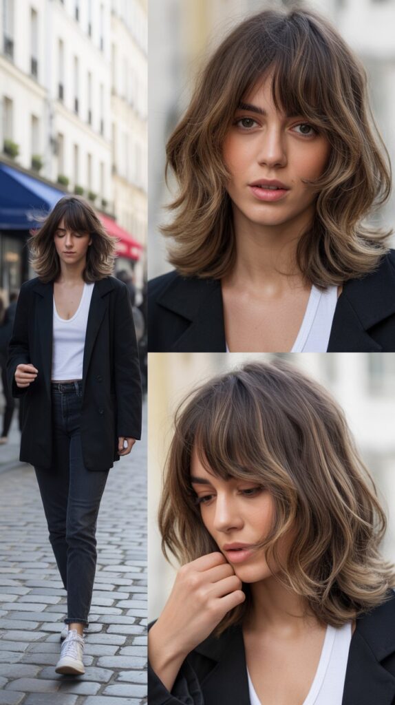 Textured French Girl Shag With Bangs