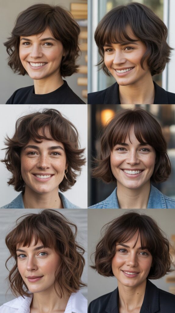 Choppy Collarbone Layers with Curtain Bangs