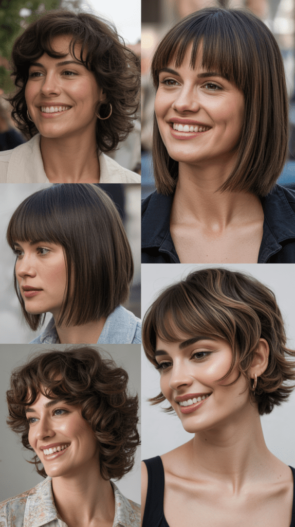 33 Chic Medium Haircuts With Bangs for Women Who Want a Fresh Style 8 Textured Shag with Curtain Bangs
