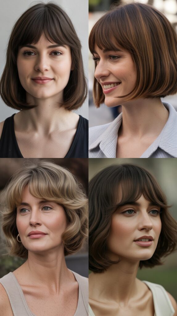 Blunt Lob with Curtain Bangs